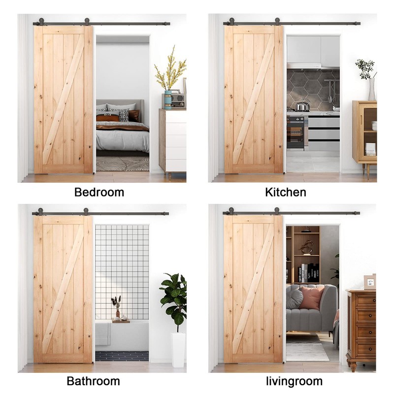 CCJH 5FT Sliding Barn Door Hardware Kit, Heavy Duty, Smoothly