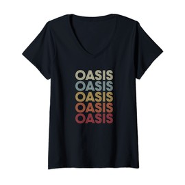 Womens Oasis California Oasis CA Vintage Text V-Neck T-Shirt