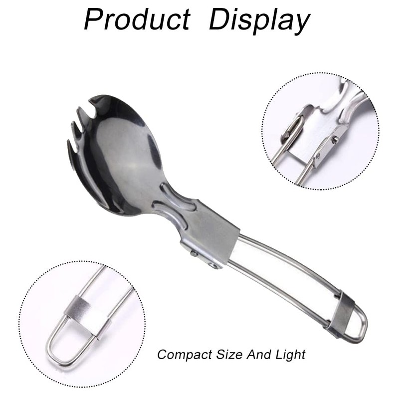 2 Pcs Foldable Cutlery Stainless Steel Folding Spork Lightweight Outdoor