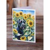 Caroline's Treasures Giant Schnauzer in Sunflowers Greeting Cards Pack of