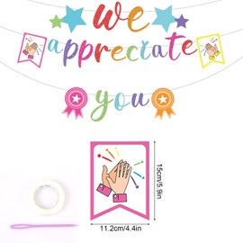 We Appreciate You Banner, Glitter Thank You Banner Appreciation Banner Employee Appreciation Decorations for Staff Nurse Doctor Teacher Thank You Party Office Decor (Colorful)