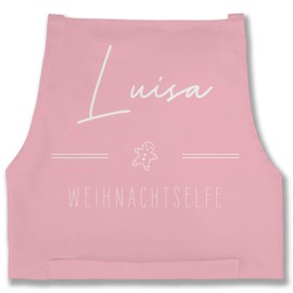 Schürze - Weihnachten Geschenke Weihnachtsschürze - Weihnachtself mit Name - 85x69 - Rosa - weihnachtsschürzen weihnachts weihnachtselfe kochschürze christmas kochscbürze weihnachtliche
