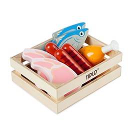 Tidlo Wooden Meat and Fish Food Set, 5 H x 12 W x 15 D cm