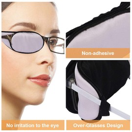 eZAKKA Eye Patches for Adults Kids Eye Patch for Glasses Silk Patch for Lazy Eye Amblyopia Strabismus and After Surgery (Light Pink + Black)