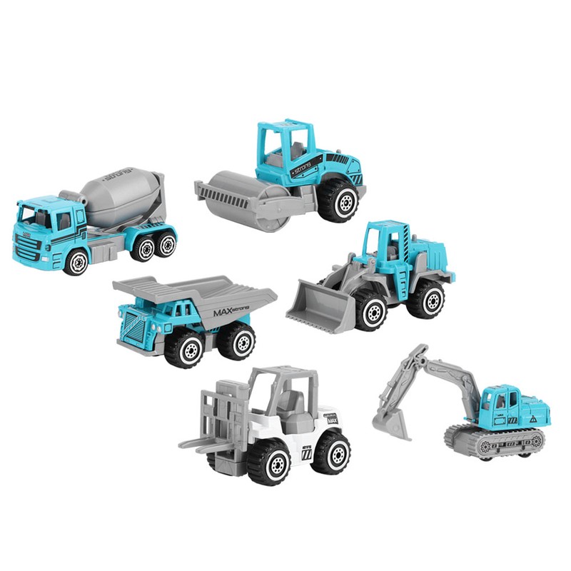 6pcs 1:64 Engineering Car Model Alloy Simulation Vehicle Car Model