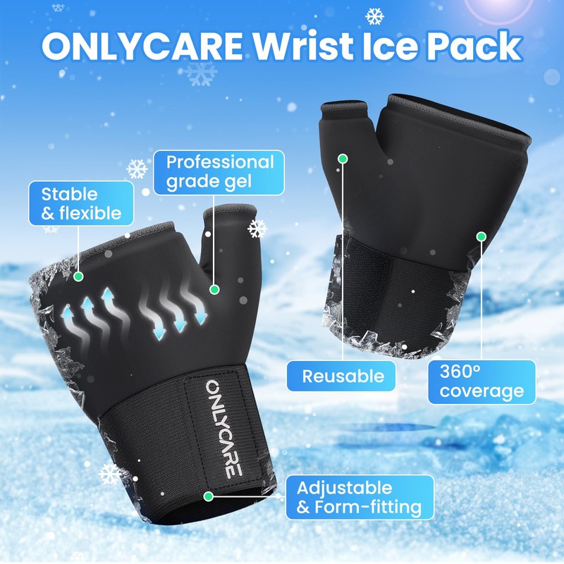 ONLYCARE Wrist Ice Pack Wrap, Soft Gel Ice Pack for