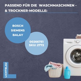 Lichtblau Door Handle with Axles in White Suitable for Bosch 00266751, Plastic Handle for Washing Machines and Washer Dryers, Spare Parts Bosch, Siemens, Balay Washing Machines & Condenser Dryers