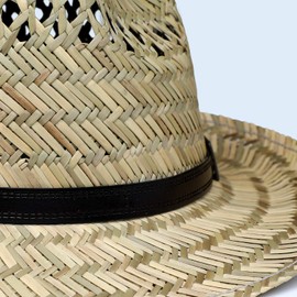 fiebig Bogart Straw Hat for Men and Women | Sun Hat Made of 100% Straw with Vegan Leather Hat Band | Natural Fedora Hat in Many Sizes, natural