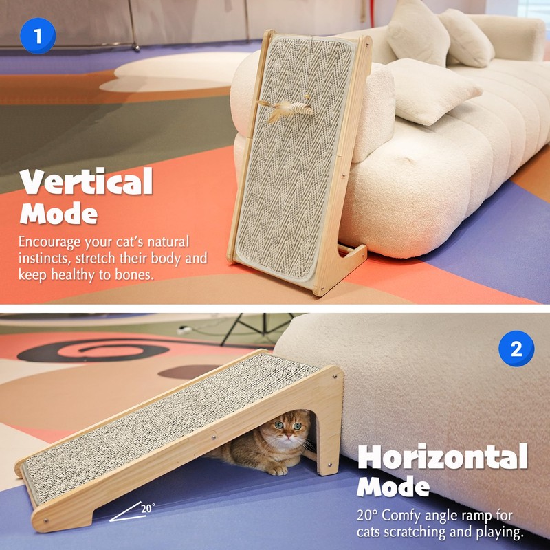 PETKARAY Cat Scratcher, Sisal Scratching Ramp, L Shape Cat Scratch