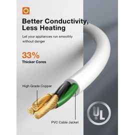 25 Feet Outdoor Extension Cord Waterproof, White Extreme All Weather 16 Gauge Extensions Cord with Covers, Flexible 100% Copper 3 Prong Extension Cord for Lawn, Garage, UL Listed