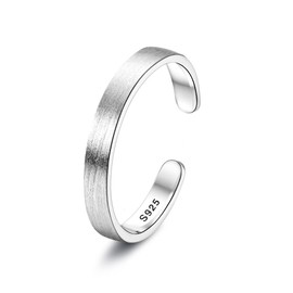 Chriscoco 925 Silver Rings for Women Adjustable Ring Band Ring Engagement Ring Wedding Rings Thumb Ring Adjustable Open Ring for Women Men 2/3/4/5/6/8/10/15 mm, Silver, No Gemstone
