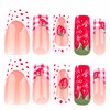 BABALAL Press on Nails Long Square Fake Nails Red White