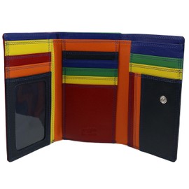 Ladies Tri-Fold Flap Over Tab Leather PURSE WALLET by Golunski Graffiti Gift Box (Midnight)