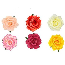 WOIWO 6 Pieces Flower Brooch Head Ornament Bride Women Rose Flower Hair Accessories,Lady Hair Styling Clip Hair Accessories