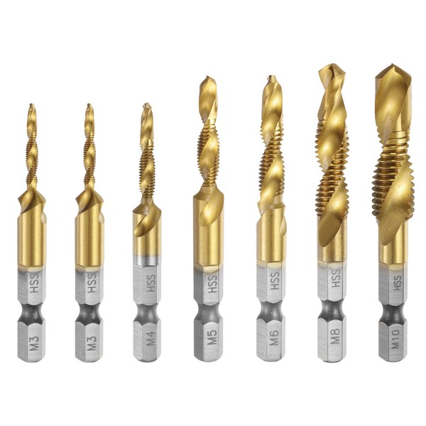 Sourcing Map 7pcs Combination Drill and Tap Bit Set, Metric