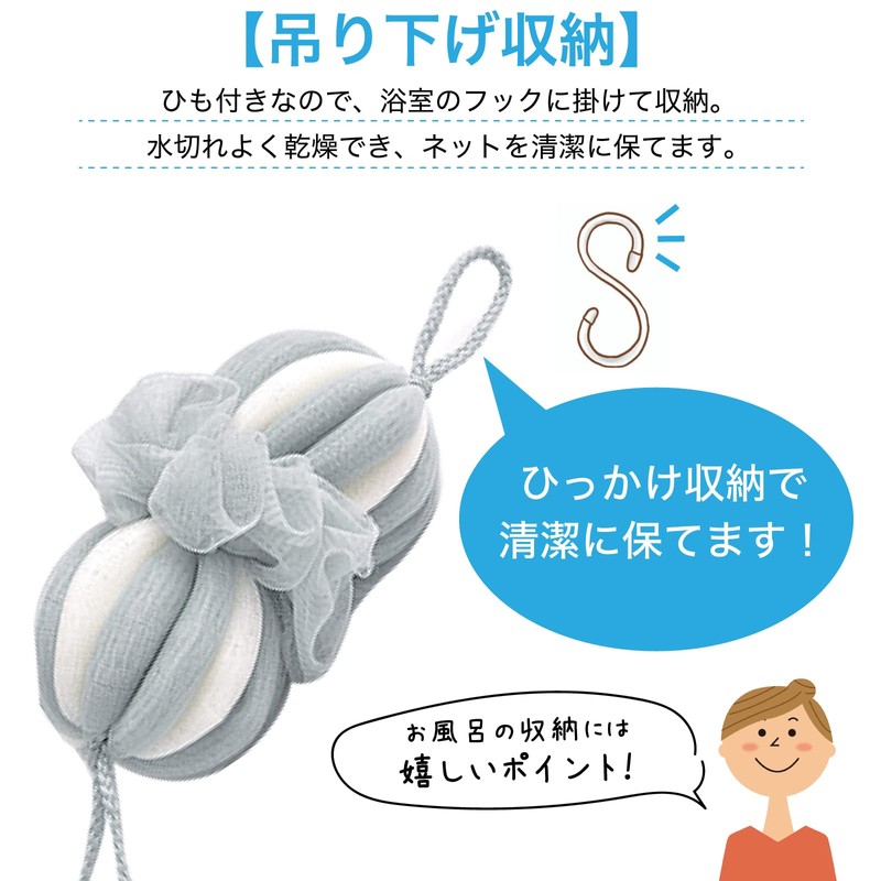 (RONGUI) Body Sponge, Back Washable Foaming Net, Set of 3