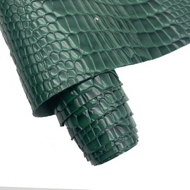 Embossed Alligator Synthetic PU Fabric, 12 x 54 inch Crocodile Vinyl Faux Leather Sheets for DIY Crafts Hair Bows Bags Handicrafts-Dark Green
