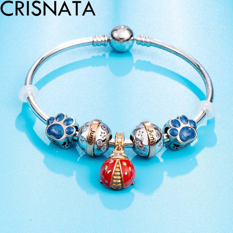 CRISNATA Jan-Dec Birthstone Round Ball Charms with 12 Month Birthday