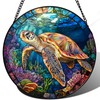 Zizzie Sea Turtle and Ocean Reef Round Suncatcher -7.9 in