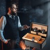 SEEJI Travel Cigar Humidor Box Case - Double Layer Design
