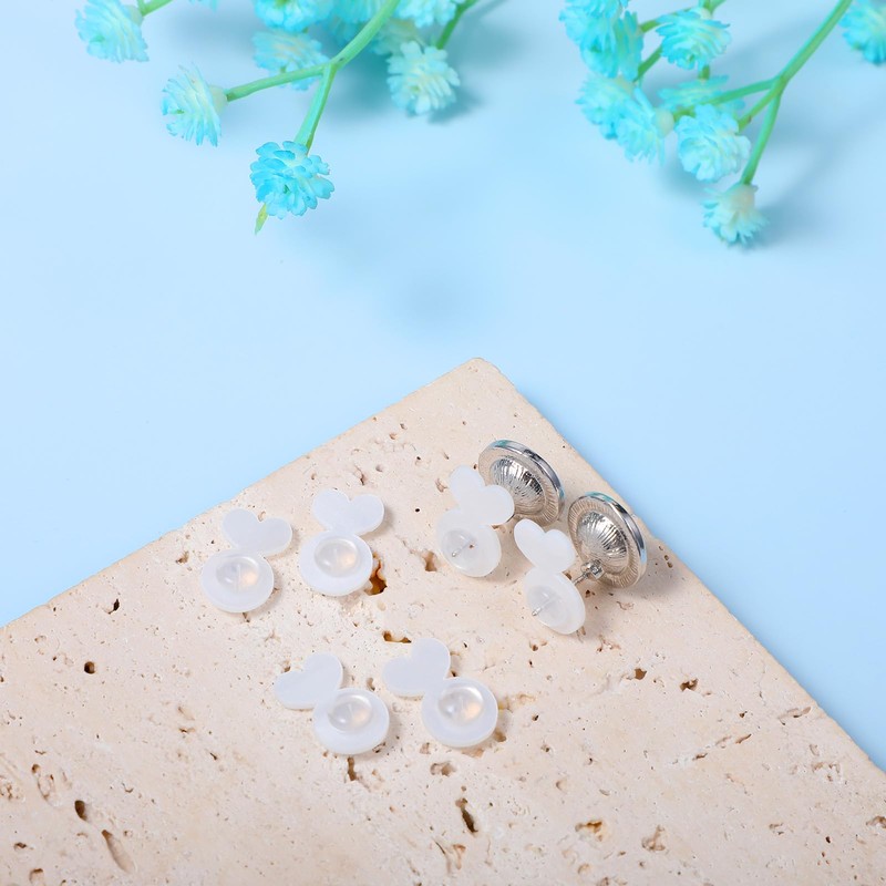 XLIUAX 50Pcs Clear Silicone Earring Backs for Droopy Ears, Earring