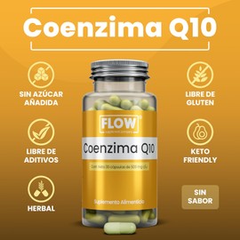 Coenzima Q10 30 Capsulas de 500 mg - Suministro para 1 mes - Suplemento alimenticio antioxidante - Flow Supplements