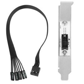 PC Power Button Extension Cable with Full Height PCIe Bracket (30cm), 9 Pin Front Panel Header Adapter for PC Power Switch - for Standard-Sized Medium/Full Tower Case