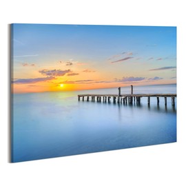 arttitue Seascape Canvas Wall Art: Ocean Sunset Landscape Print Picture Beach Sea Pier Painting Coastal Scene Dock Artwork for Bathroom Bedroom Living Room Decor 24 x 16 Inch