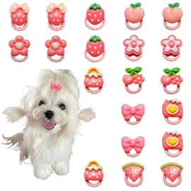 Zpoogekd 20 Pcs Mix Style Handmade Small Dog Hair Bows with Rubber Bands Cute Puppy Bowknot Grooming Accessories for Small Size Dogs Girl,Yorkie,Shih Tzu,Maltese - Light Pink Flower Bow Dog Cat