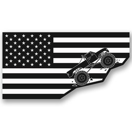 BW American Flag Offroad Truck Climb Sticker (Dirt mud Road us USA Off Roading 4x4 Vinyl Decal)