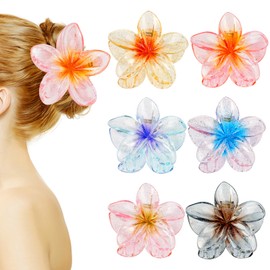 Pack of 6 Flower Hair Clips, Egg Flower Hair Claw Clips, Non-Slip Flower Clips, Colourful Skin-Friendly Hair Clip, Flower, Large Flowers, 8 x 7 cm Hair Clips, Flowers for Women and Girls