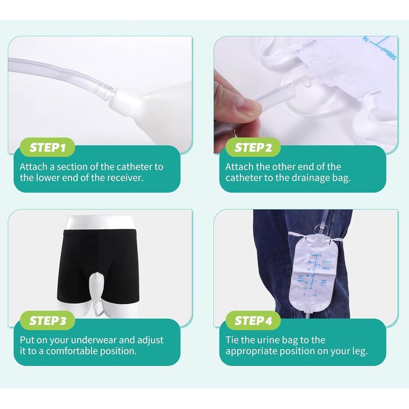 Urine Bag Underpants, Male Wearable Portable Pee Bag, Pee Catheter