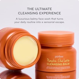 pūrlisse Bálsamo Limpiador Pumpkin Chai Latte De Purlisse: Limpiador Facial Hidratante Enriquecido Con Calabaza, Chai Y Leche De Soja; Bálsamo Desmaqu