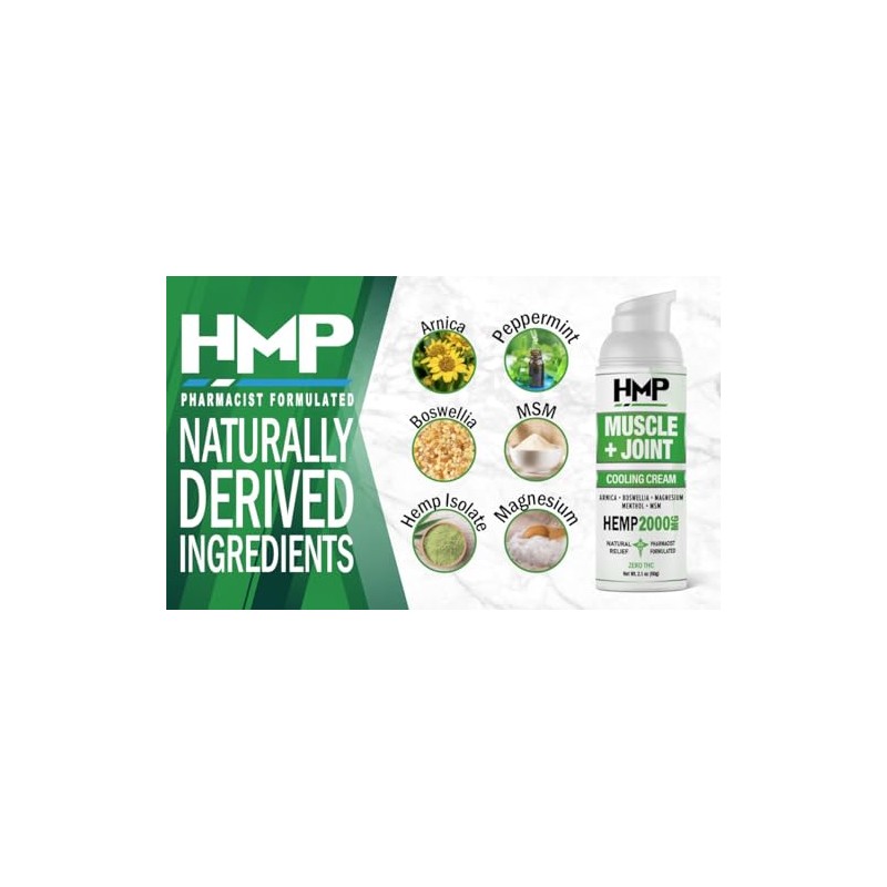 Hemp Cream Muscle & Joint Support 2000MG with Menthol for