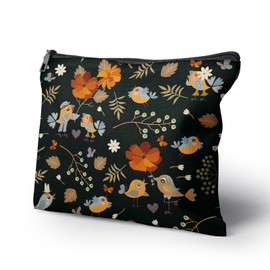 Cafl Cheerful Birds Makeup Bag Travel Large Cute Bird Cosmetic Bag Organizer toiletry Essentials Jewelry Zipper Bag Gift For Women -10×8 inch, Cheerful Cute Birds