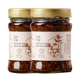 Chins licKING Chinese Toon Sprout Sauce,Chili Spicy Bean,Low Sugar,Natural Flavor7.05oz/200g(Pack of 2)