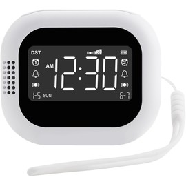 Vbestlife Reloj Despertador Vibratorio Portátil para Personas Que Duermen Mucho, Sordos y con Problemas de Audición, Alarmas Duales, Vibración de 3 Niveles, Bloqueo para Niños, Horario de (Blanca)