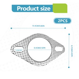 2 PCS Car Exhaust Gasket 2.5" 2-Bolt Standard Exhaust Manifold Gasket, Car Accessories Made of High Temp Material, Replacements 120-06310-0002