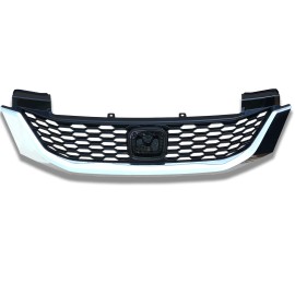 WenQi Fit 2013-2015 Honda Accord Coupe Front Bumper Upper Black Grille W/Chrome Trim