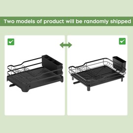 ROTTOGOON Dish Drying Rack, Stainless Steel Rustproof Dish Rack for Kitchen Counter, Sturdy Dish Drainer with Drainboard, Drainage, Utensil Holder for Various Kitchenware, 16.2"(L) x 12.6"(W), Black