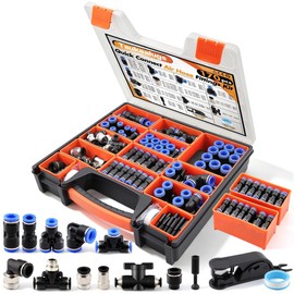 170 PCS Quick Connect Air Hose Fittings Kit, Push to Connect Assortment with 1/8" 1/4" 3/8" 5/16" 1/2" NPT Thread Pneumatic Air Line Fittings with Quick Release