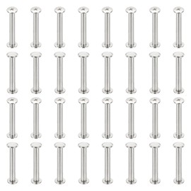 PATIKIL Chicago Screws, 50 Sets M5x36mm Carbon Steel Copper Plating Chicago Screw Phillips Binding Post Screw Rivets for Leather Belt Scrapbook Photo Albums, Silver Tone