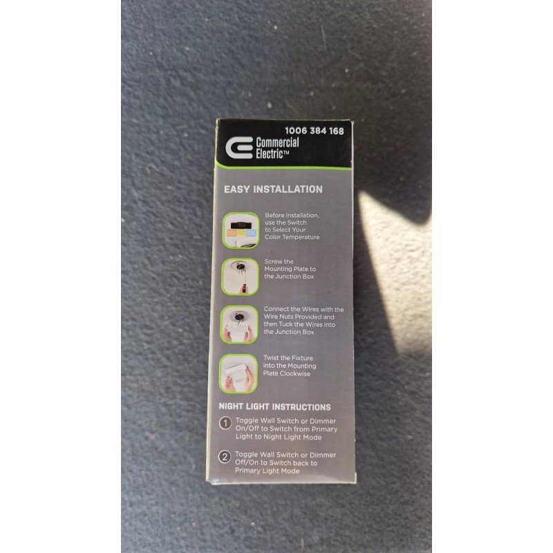 COMMERCIAL ELECTRIC Low Profile 5 in. White Square LED Flush