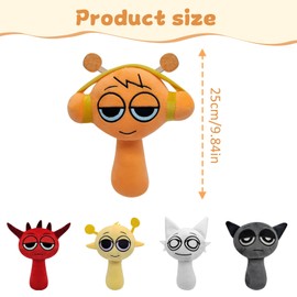 Pack of 5 Sprunki Plush Toys, 25 cm Sprunki Plushies Cuddly Toy, Sprunki Wenda Plush, Sprunki Plush Figures, Peluche Sprunki, Soft Stuffed Animal Pillow Figure, for Children Fans Birthday Gift