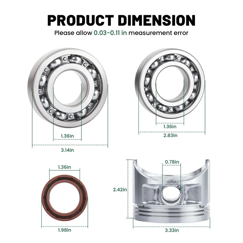 357cc Engine Rebuild Kit STD Piston JN6-11400-00-00 & Gaskets Seal