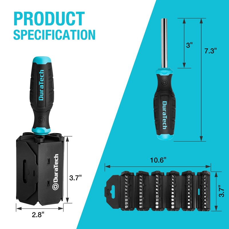 DURATECH Screwdriver, Multi-Function Screw Driver Set with 60 Replaceable Cr-V