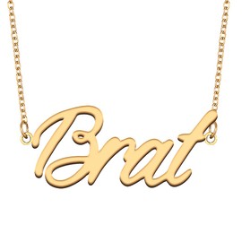 GR35Z9 Brat Name Necklace Gift for Her His Friend Fans Birthday Wedding Christmas Party