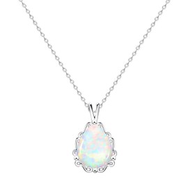 KristLand Moonlight Necklace Women's Jewellery Bright Created White Opal Pendant Made of Sterling Silver with Pendant Tear Water Drop Shape Necklace Gift for Women Girls Weddings Party, The products