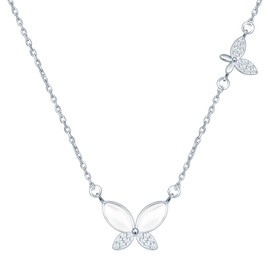 Yumilok Necklace with Pendant Women's Necklace 925 Sterling Silver Cubic Zirconia Opal Butterfly for Women Mum