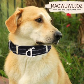 MAOWUWUJOZ Collares Martingala para Perros Grandes, antitirones, con Nailon Reflectante, Acolchados, cómodos y Ajustables, Seguros, sin Hebilla, para Paseos nocturnos y Entrenamiento, Color Negro L